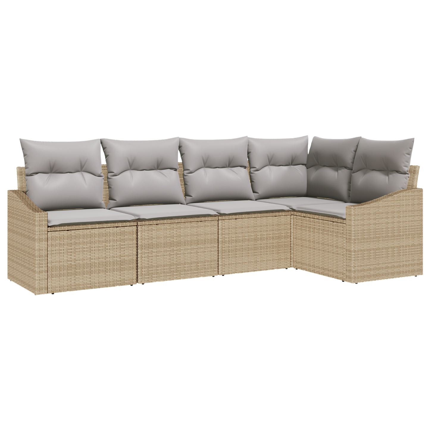 5-Delt Havemøbel Sæt Med Puder Beige Poly Rattan