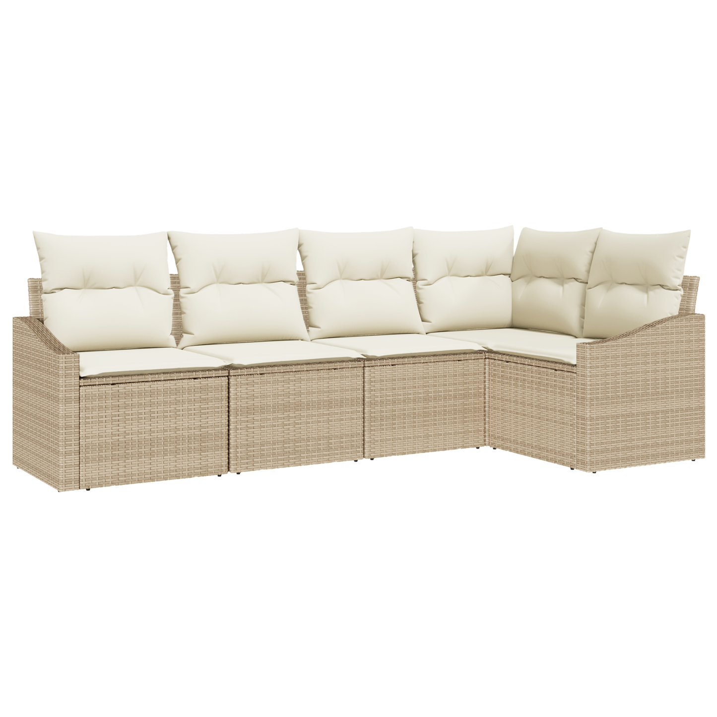 5-Delt Have Spisebord Sæt Med Puder Beige Poly Rattan