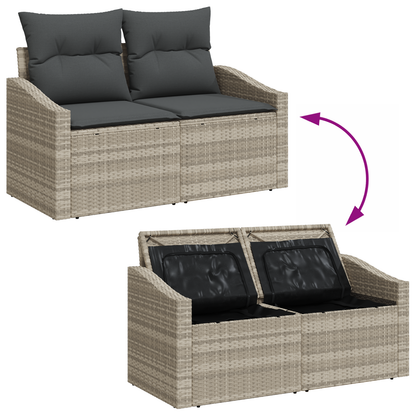 5 Deles Have Spisesæt Med Puder Lysgammel Poly Rattan