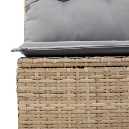 6 Stykker Have Spisebord Sæt Med Puder Sort Poly Rattan