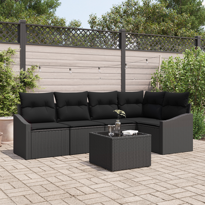 6-Delt Have Spisebord Sæt Med Puder Beige Poly Rattan