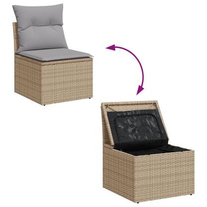 6-Delers Havemøbel Sæt Med Puder Beige Poly Rattan