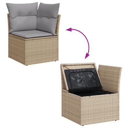 6-Delers Havemøbel Sæt Med Puder Beige Poly Rattan