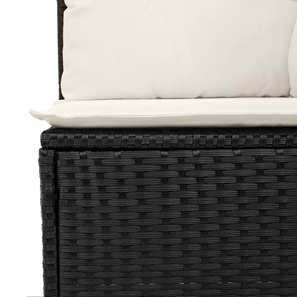 7 Personers Have Spisesæt Med Puder Sort Poly Rattan