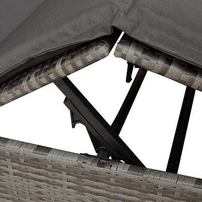 Dobbelt Solseng Med Tag Grå 205 X 129 X 200 Cm Pe Rattan