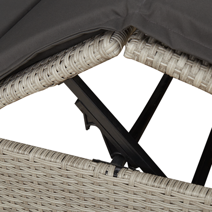 Dobbelt Solseng Med Tag Lysegrå 205 X 129 X 200 Cm Pe Rattan