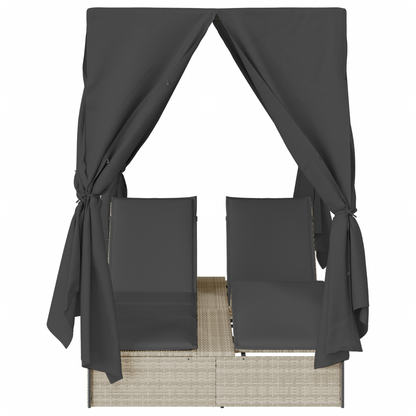 Dobbelt Solseng Med Tag Lysegrå 205 X 129 X 200 Cm Pe Rattan
