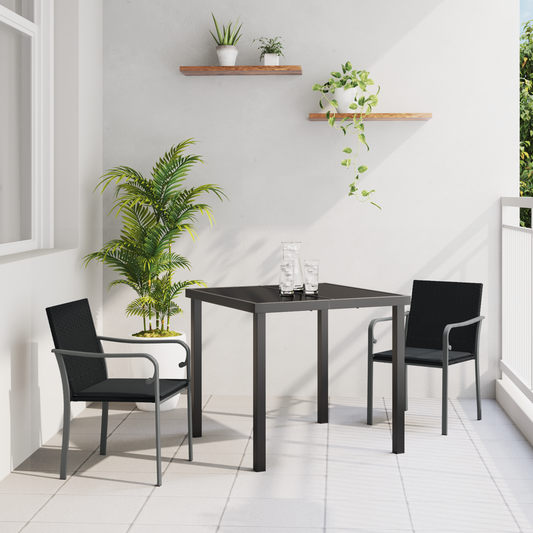 3-Delt Havemøbel Sæt Med Puder I Sort Poly Rattan