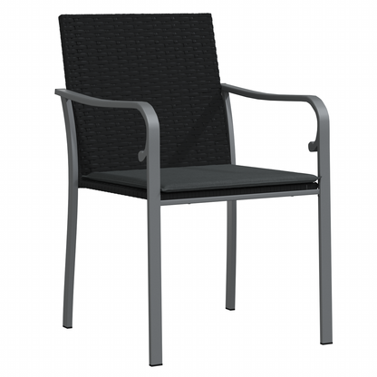 5 Deles Havemøbelsæt Med Puder Sort Poly Rattan