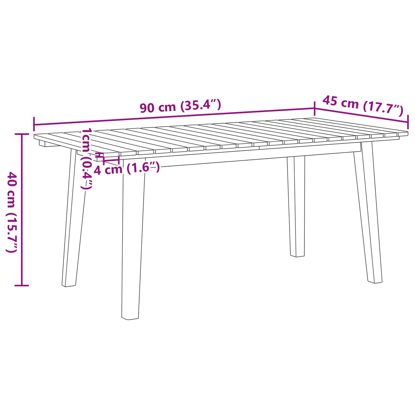 Sofabord 90X45X40 Cm Massivt Akacietræ