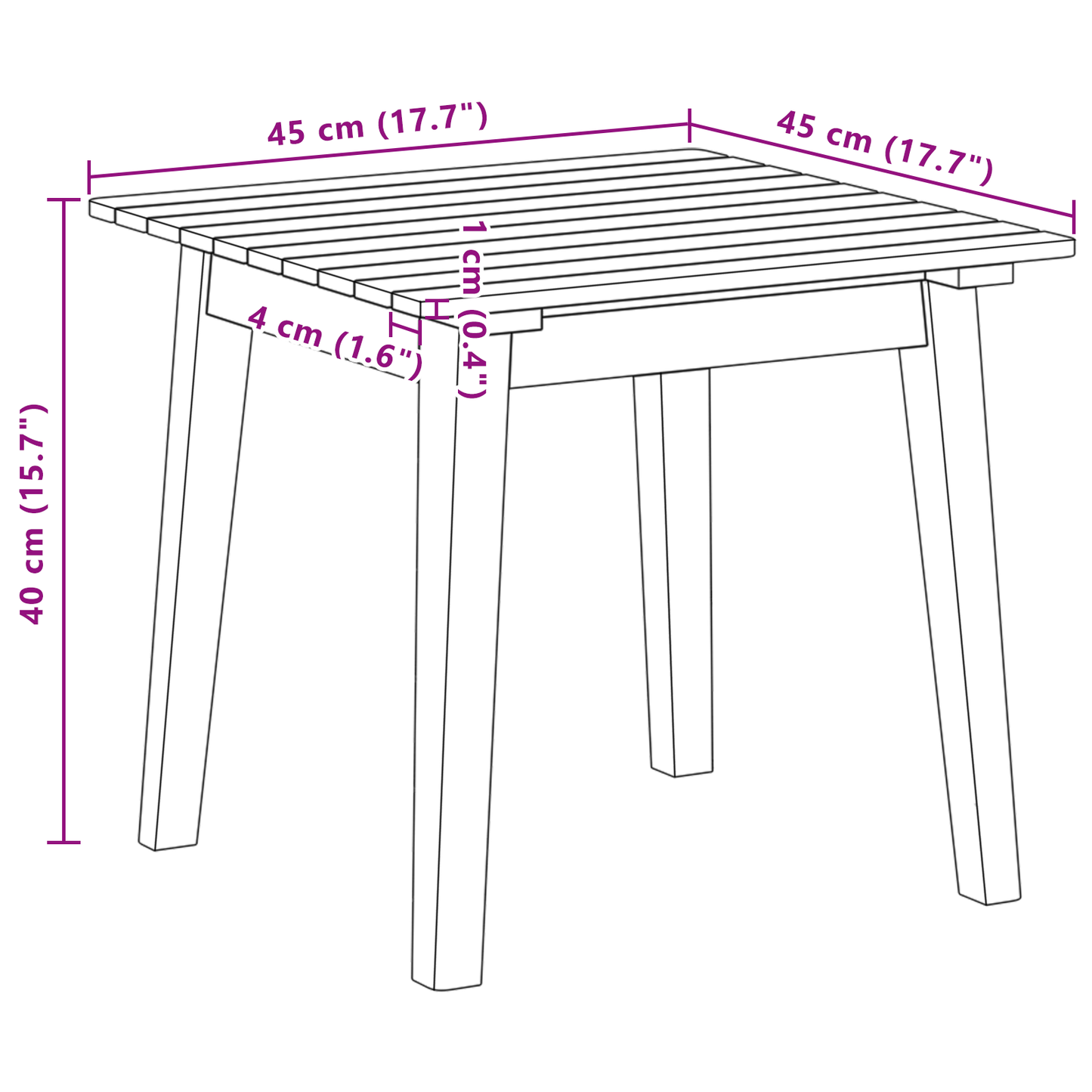 Sidebord 45X45X40 Cm Massivt Træ Akaci