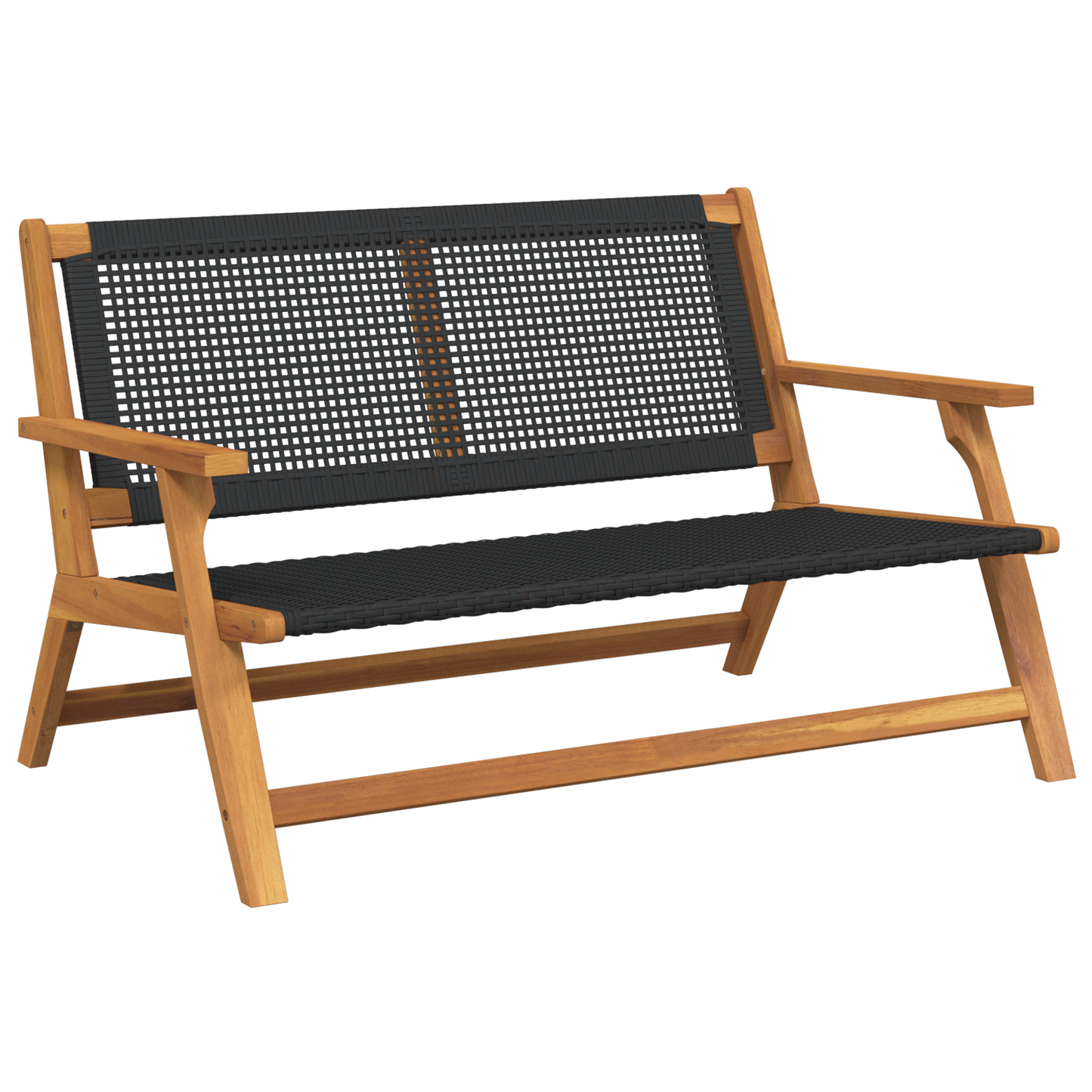 Sort Havebænk 122X76X73,5 Cm I Solidt Akacietræ