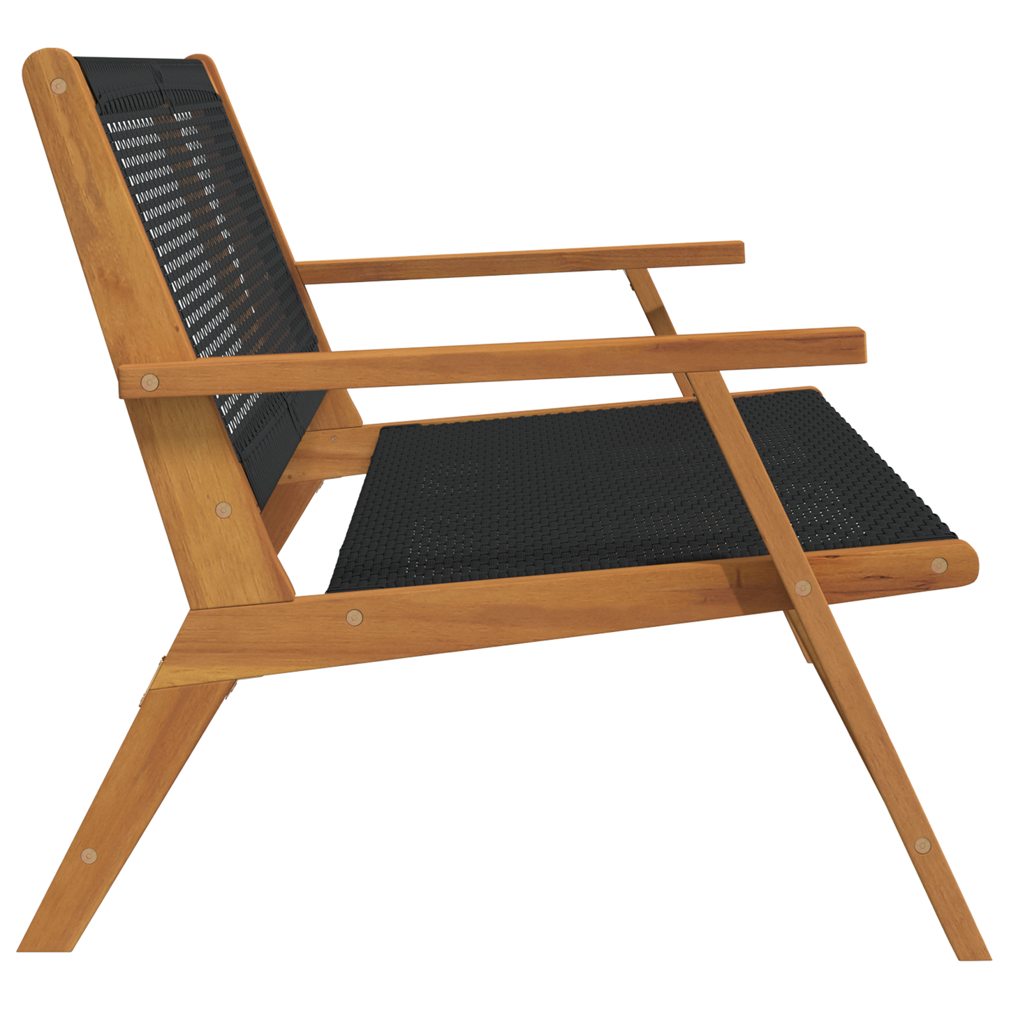 Sort Havebænk 122X76X73,5 Cm I Solidt Akacietræ