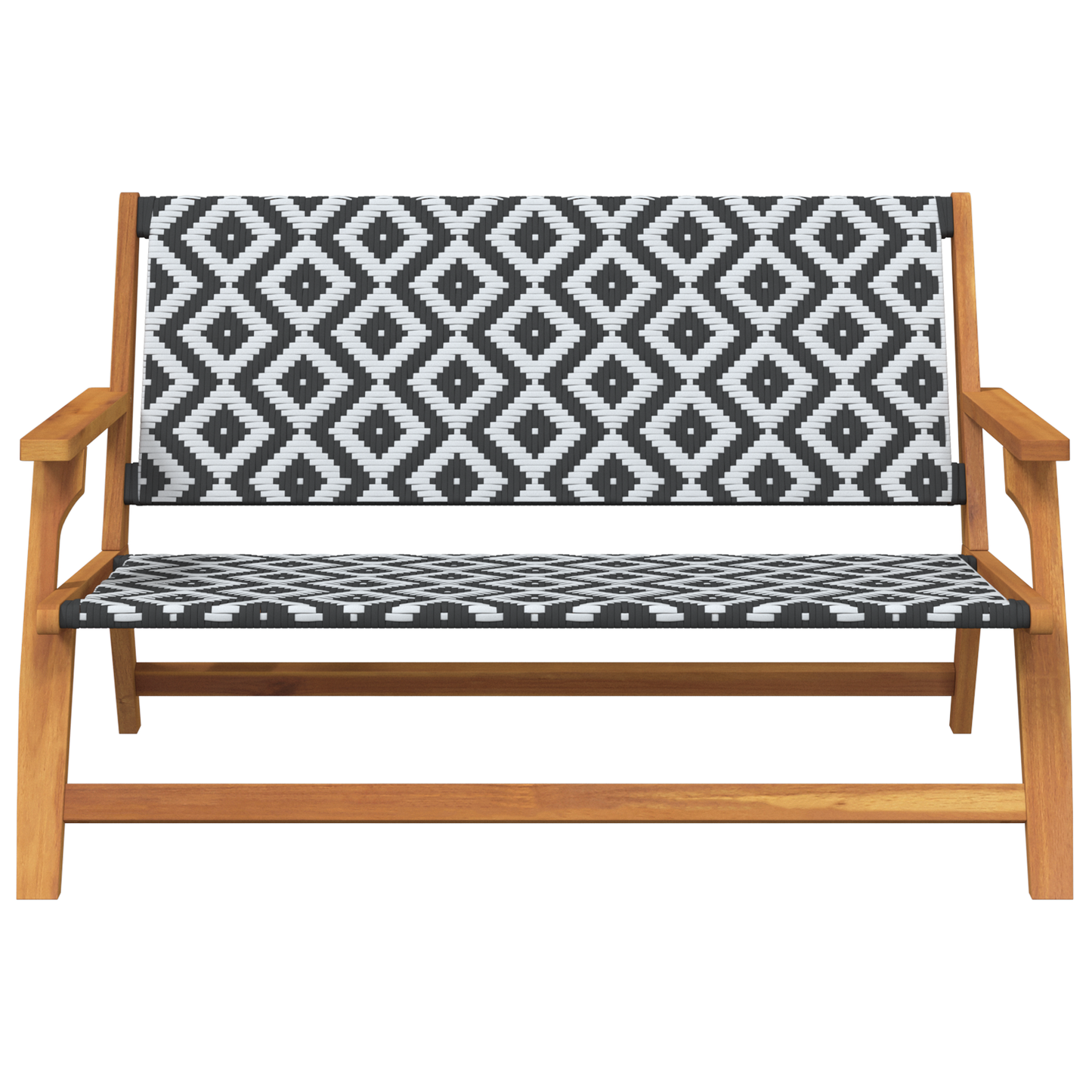 Havebænk Sort Og Hvid 122X76X73.5 Cm Solid Akacietræ
