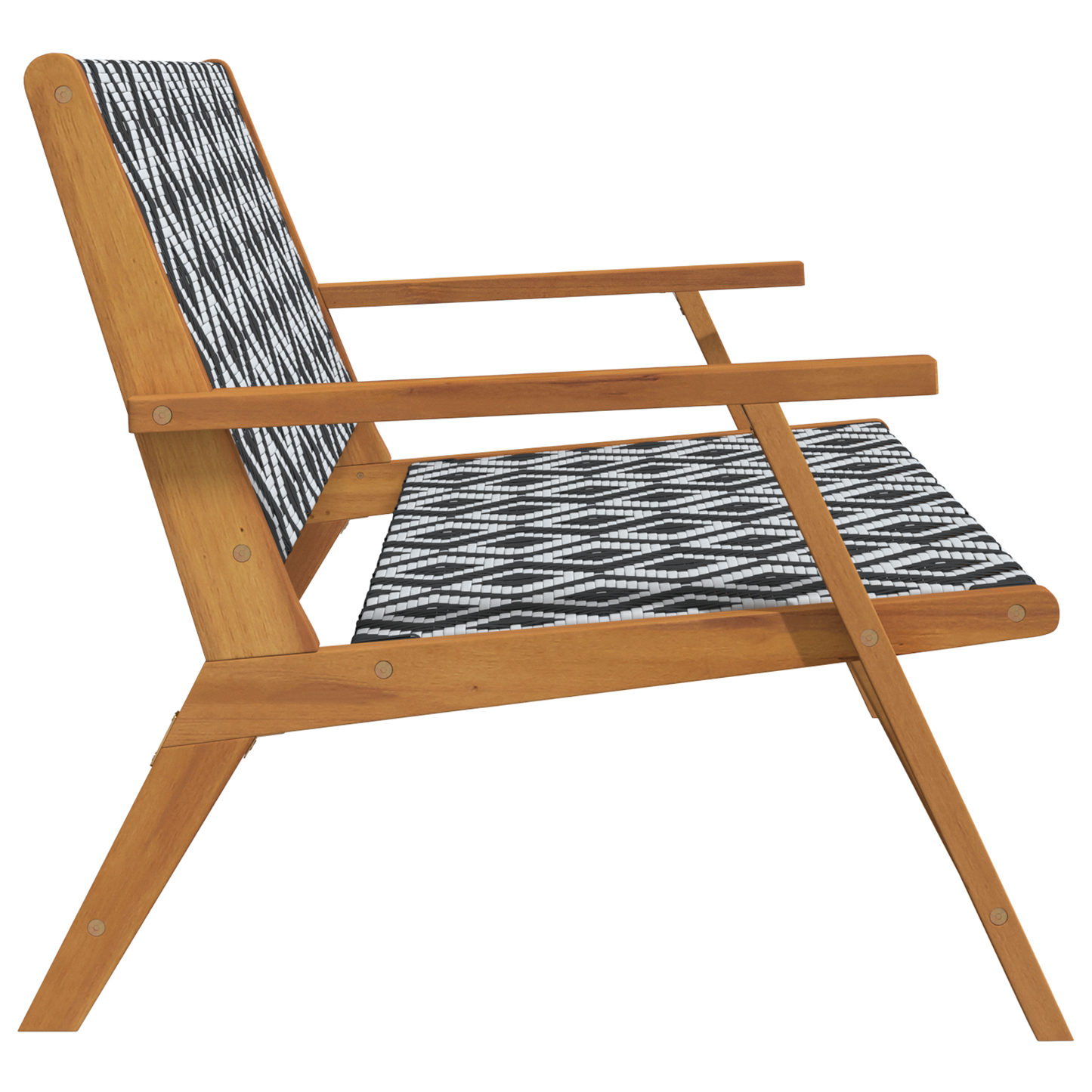 Havebænk Sort Og Hvid 122X76X73.5 Cm Solid Akacietræ