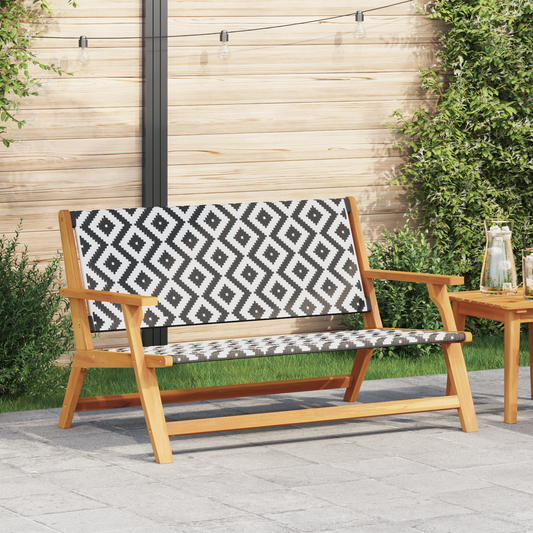 Havebænk Sort Og Hvid 122X76X73.5 Cm Solid Akacietræ