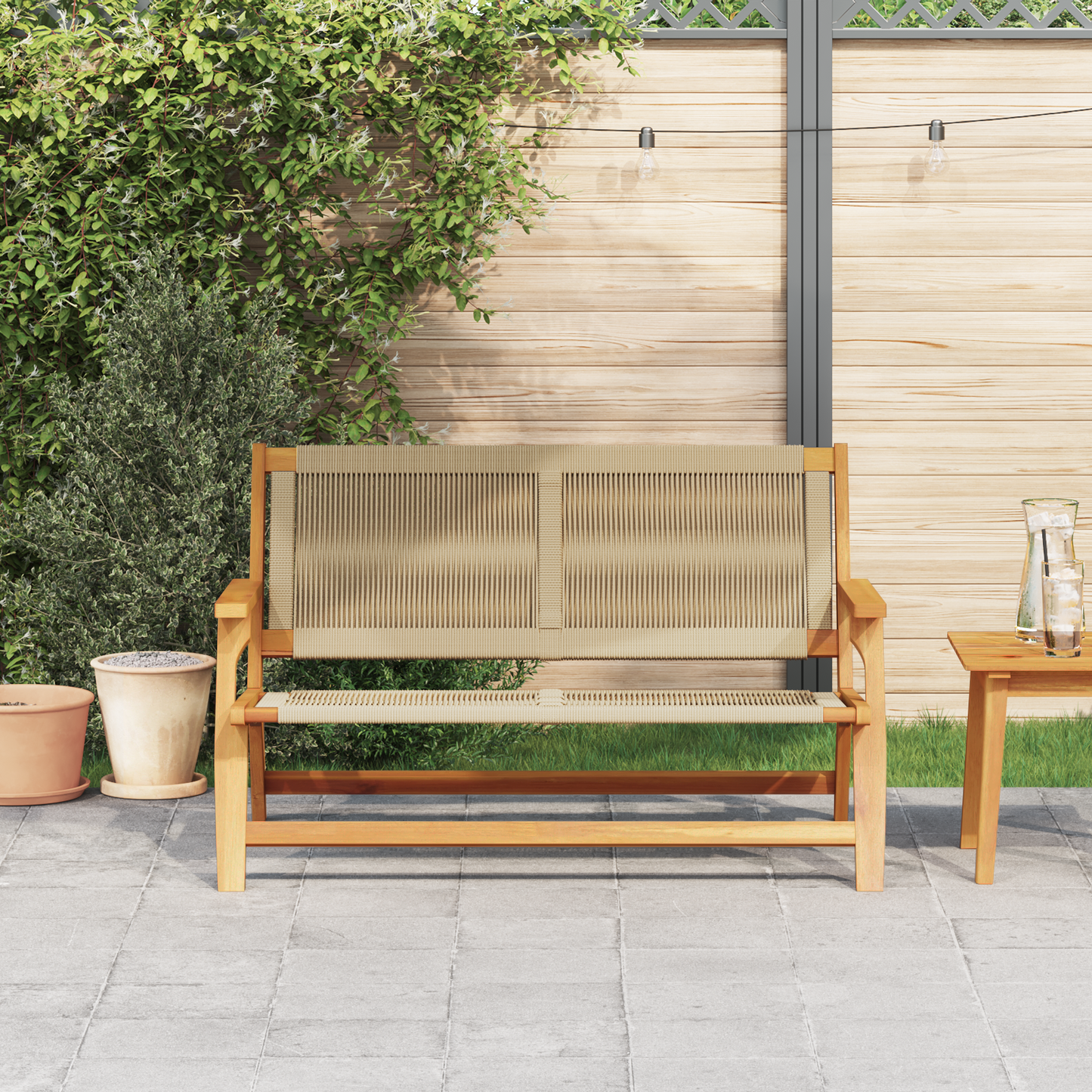Havebænk Beige 76X122X73 Cm Solid Wood Akacia