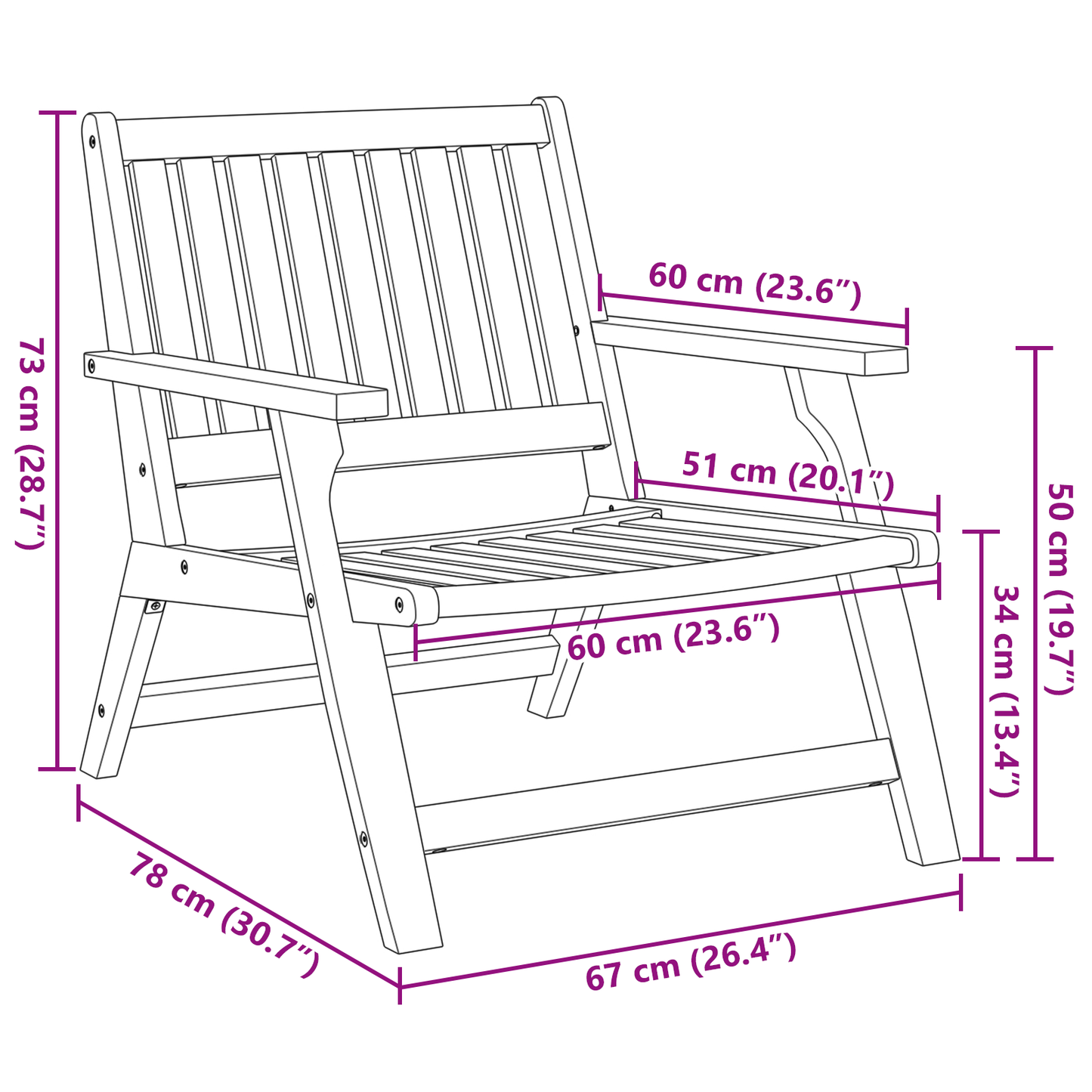 Havestole 2 Stk 76X67X73.5 Cm Massivt Akacietræ