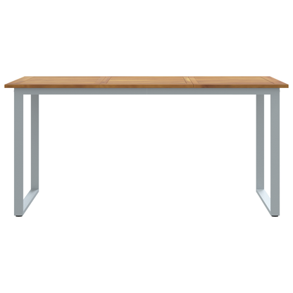Udendørs Spisebord Grå 160X80X75 Cm Stål&Massivt Acaciatræ