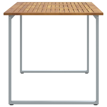 Udendørs Spisebord Grå 160X80X75 Cm Stål&Massivt Acaciatræ