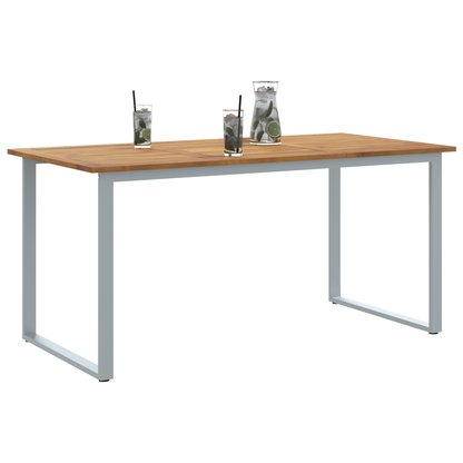 Udendørs Spisebord Grå 160X80X75 Cm Stål&Massivt Acaciatræ