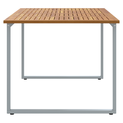 Udendørs Spisebord Grå 180X90X75 Cm Stål Og Massivt Akacietræ
