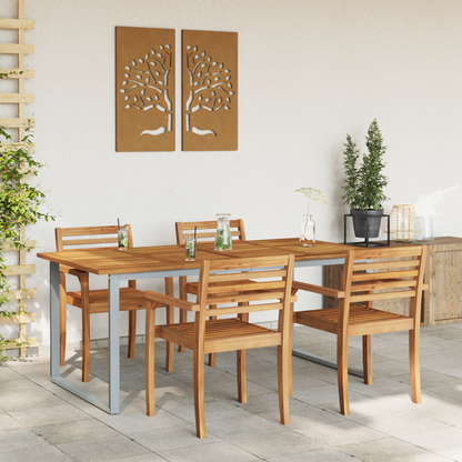 Udendørs Spisebord Grå 180X90X75 Cm Stål Og Massivt Akacietræ