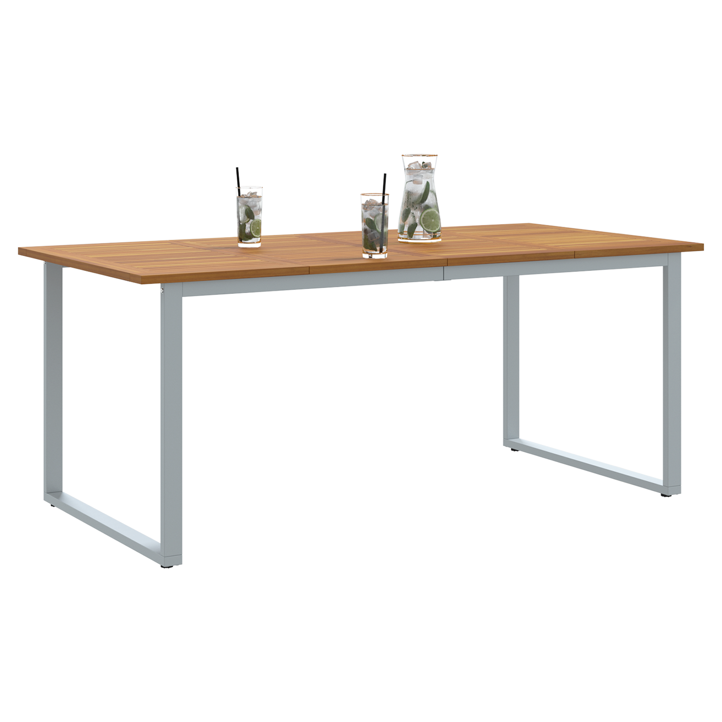 Udendørs Spisebord Grå 180X90X75 Cm Stål Og Massivt Akacietræ