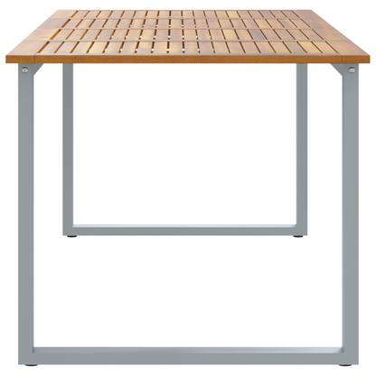 Udendørs Spisetabel Grå 200X90X75 Cm Stål & Massivt Akacietræ