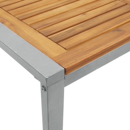 Udendørs Spisebord Grå 140X80X75 Cm Stål Og Massivt Akacie