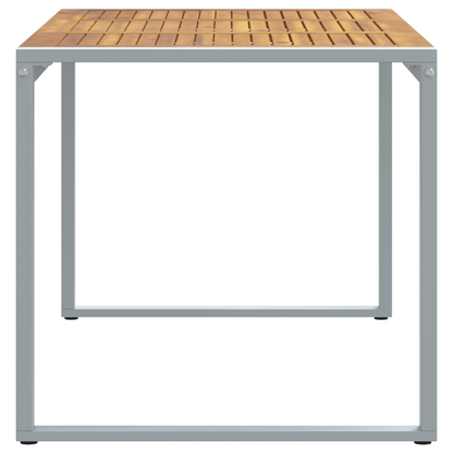 Udendørs Spisebord Grå 140X80X75 Cm Stål Og Massivt Akacie