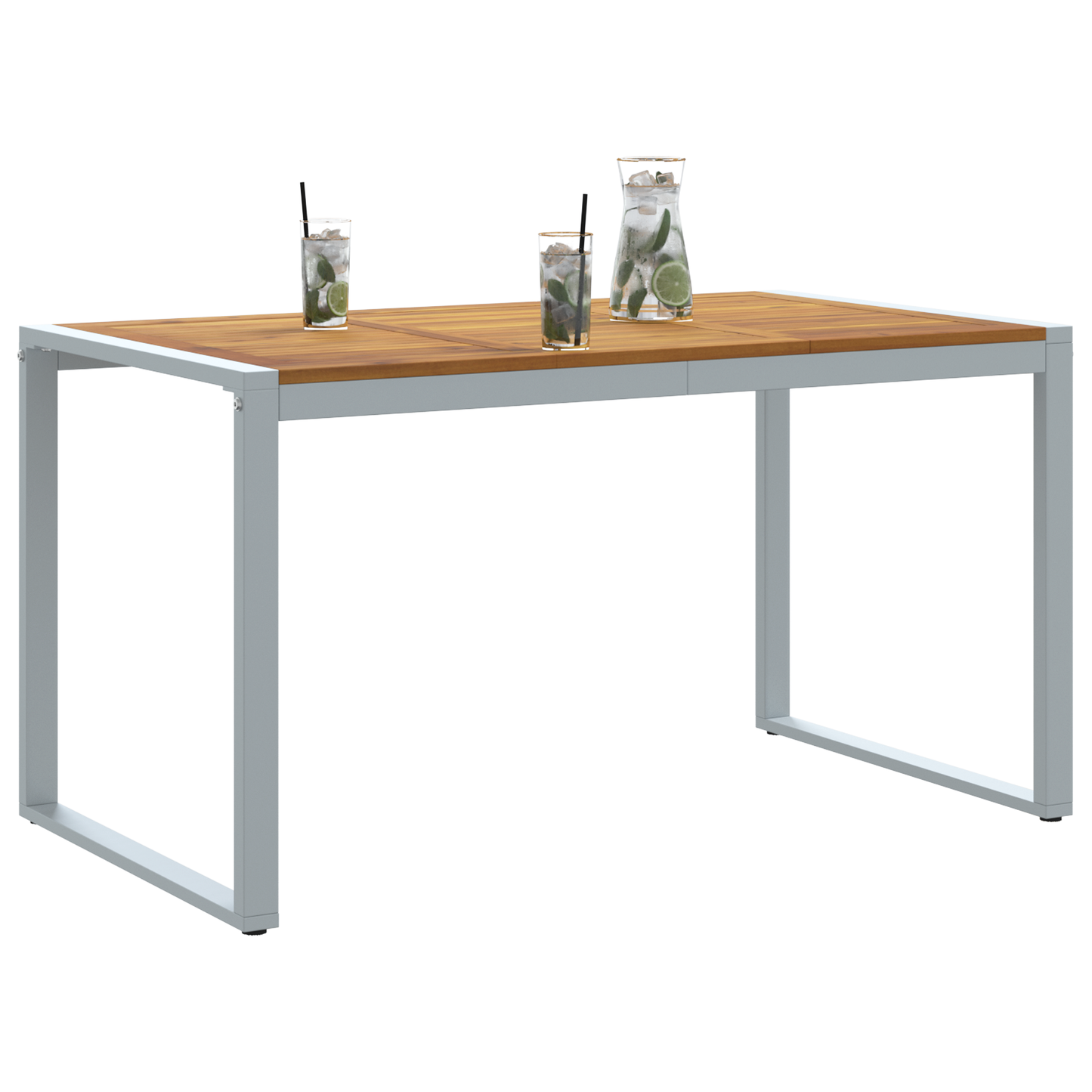 Udendørs Spisebord Grå 140X80X75 Cm Stål Og Massivt Akacie