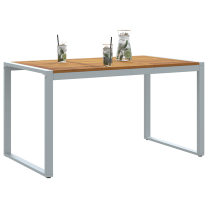 Udendørs Spisebord Grå 140X80X75 Cm Stål Og Massivt Akacie