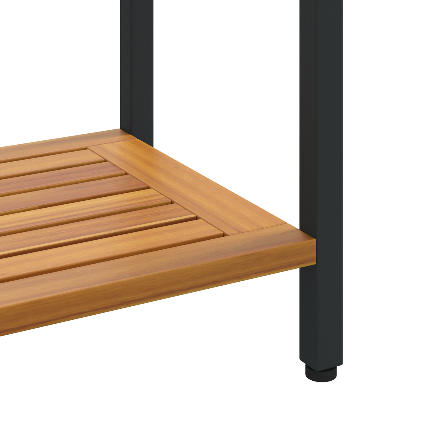 Udendørs Bord Naturligt & Sort 35X80X75 Cm Solid Træ Og Stål