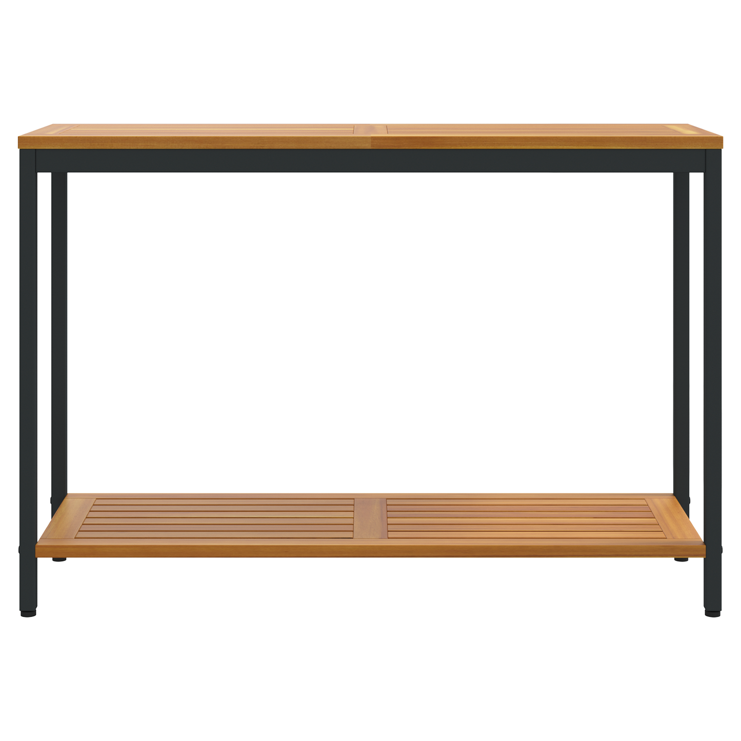 Udendørs Bord Naturligt & Sort 35X110X75 Cm Massivt Træ Og Stål