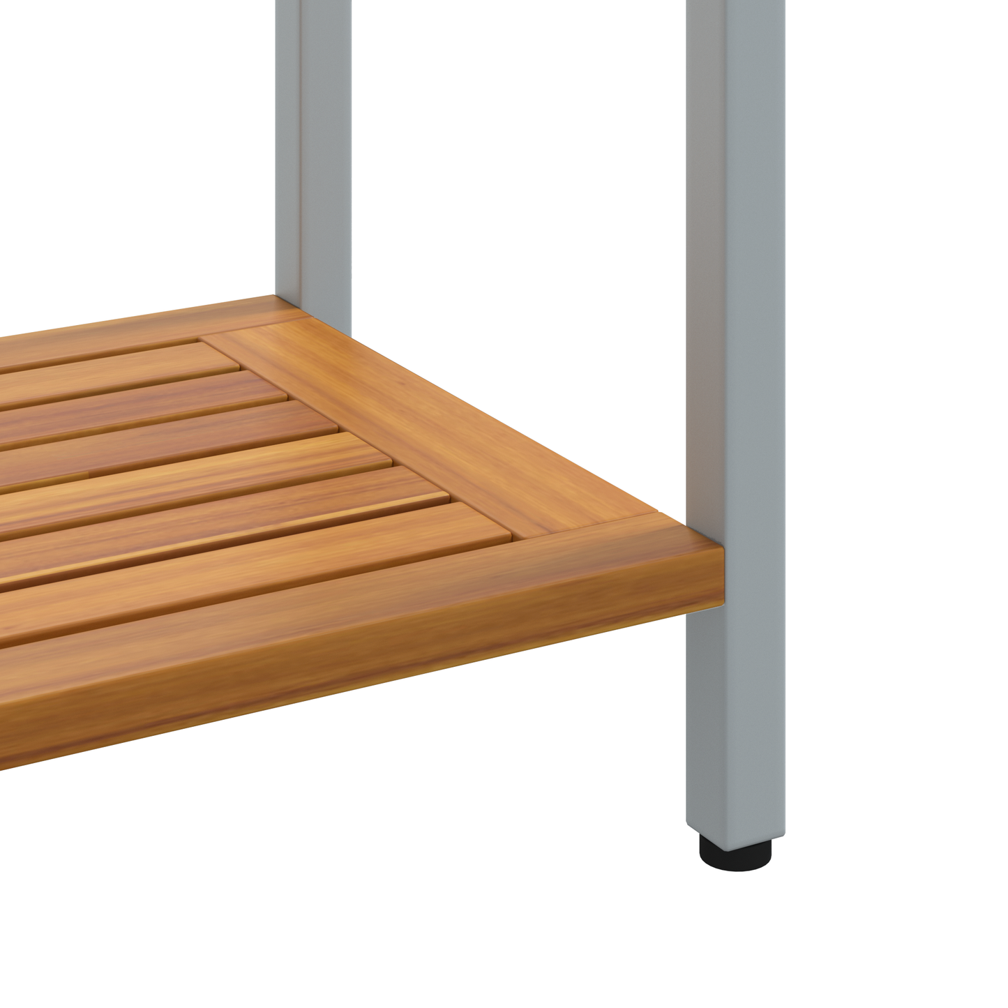 Udendørs Bord Naturlig & Grå 35X80X75 Cm Massivt Træ Og Stål