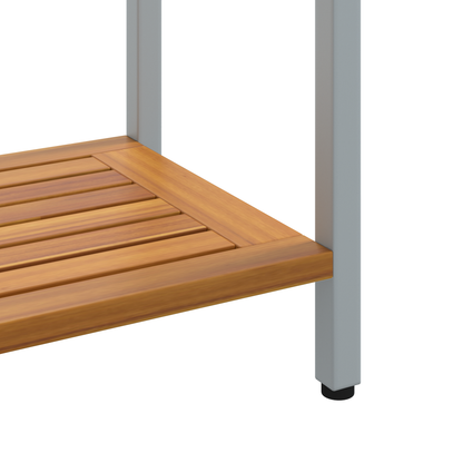 Udendørs Bord Naturlig & Grå 35X80X75 Cm Massivt Træ Og Stål