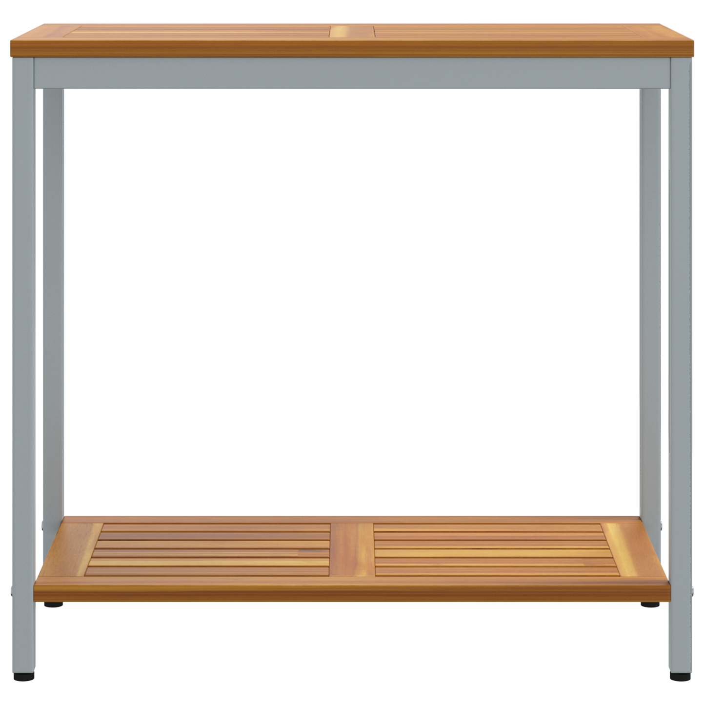Udendørs Bord Naturlig & Grå 35X80X75 Cm Massivt Træ Og Stål