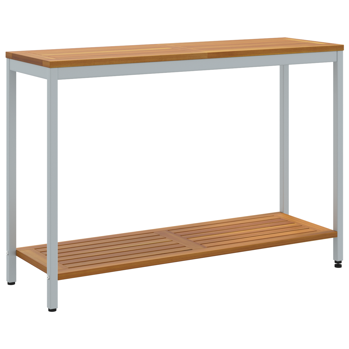 Udendørs Bord Naturligt & Grå 35X110X75 Cm Solid Træ Og Stål