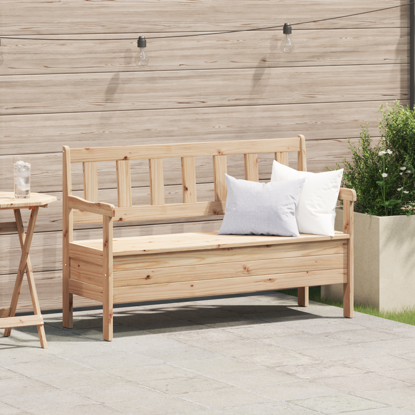 Udendørs Bænk 119X76X44 Cm Massivt Fyrretræ