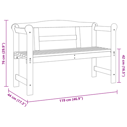 Udendørs Bænk 119X76X44 Cm Massivt Fyrretræ