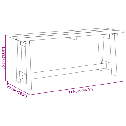 Udendørs Bænk 119X35X47 Cm Massivt Fyrretræ