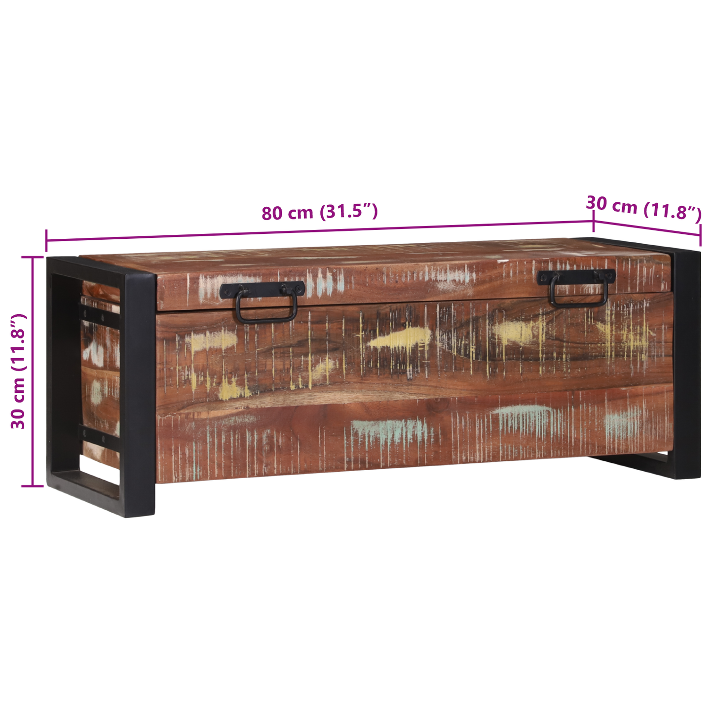 Opbevaringskister Brun 80 X 30 X 30 Cm Massivt Genbrugstræ