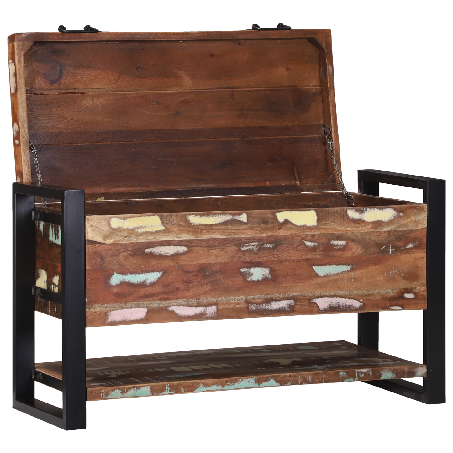 Opbevaringsboks Flerfarvet 80 X 35 X 45 Cm Massivt Genbrugstræ