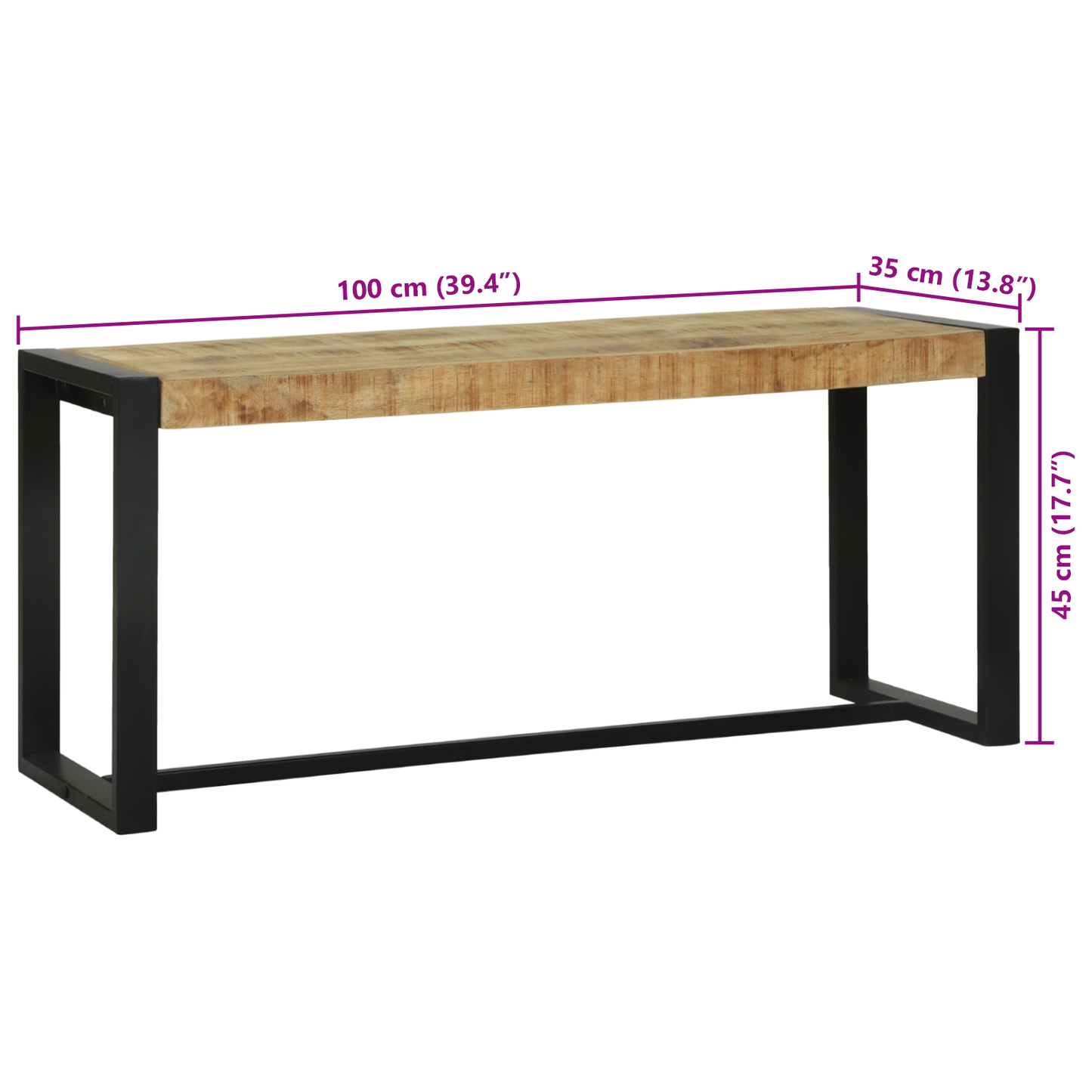 Bænk Brun 100 X 35 X 45 Cm Massivt Mangotræ