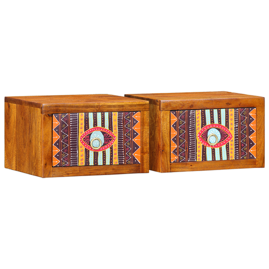 Natbord 2 Stk 35X30X22 Cm Massivt Akacietræ