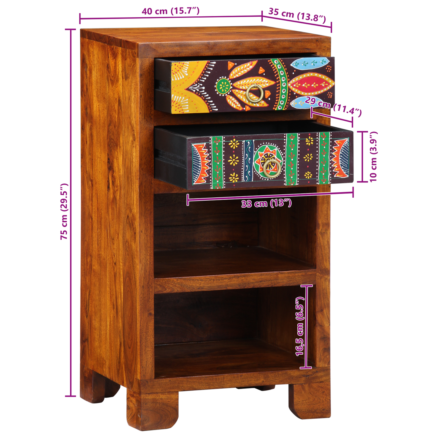 Telefonstand Honey Brown 40X35X75 Cm Solid Akacietræ