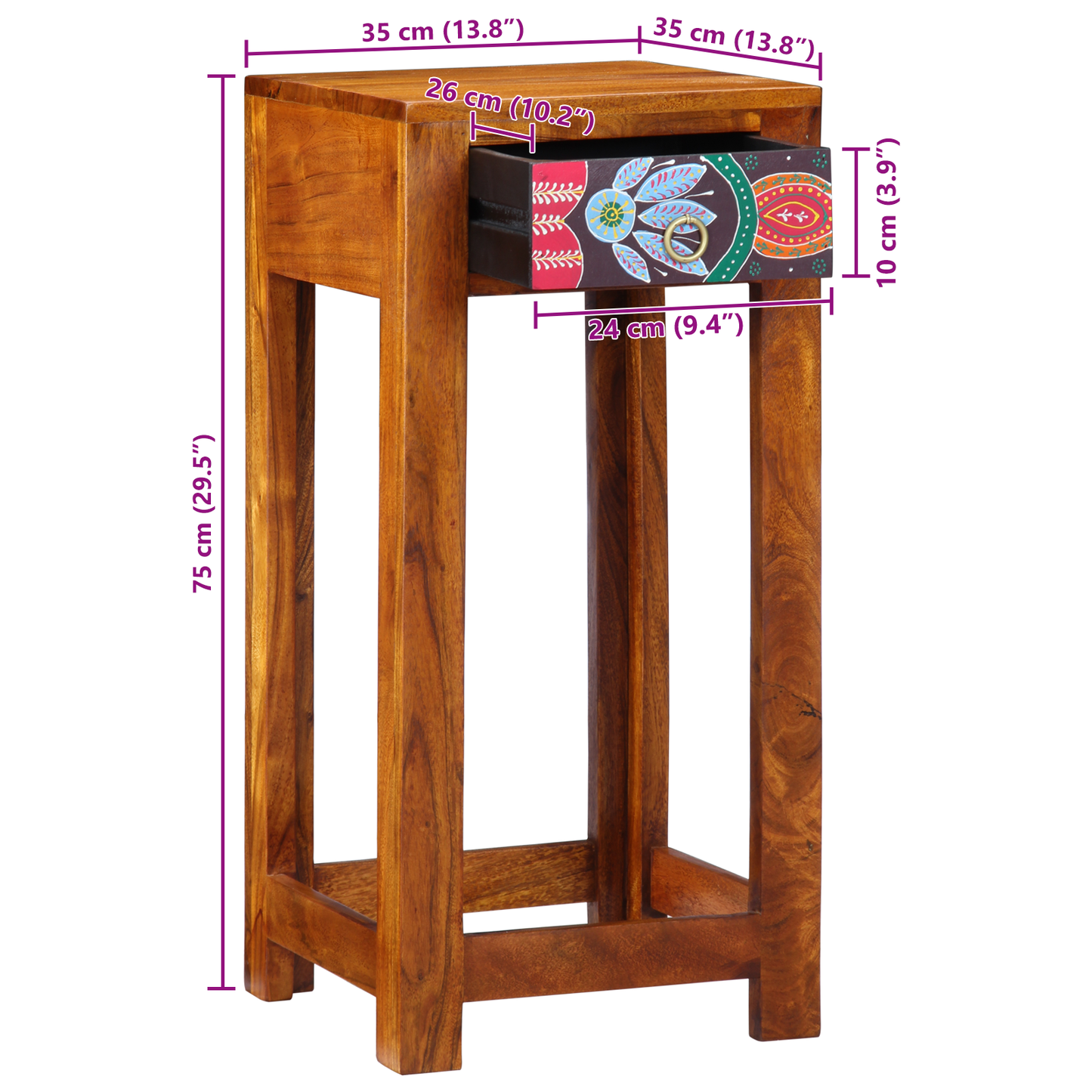 Telefonstand 35X35X75 Cm Solid Akacietræ