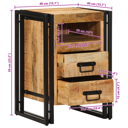 Sengebord 40X40X59 Cm Massivt Groft Mangotræ