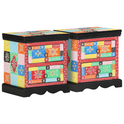 Sengebord 2 Stk Flerfarvet 40X35X45 Cm Ingeniørtræ